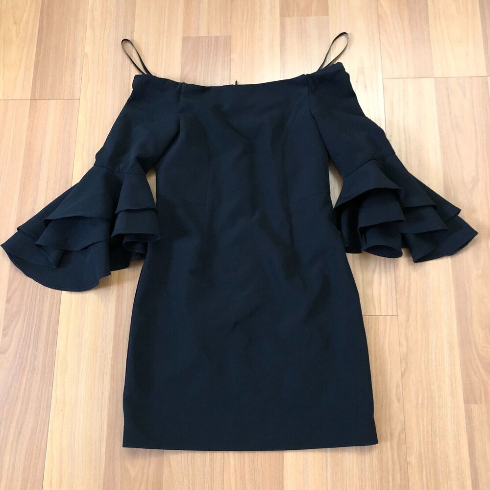 Milly Minis Size 12 Women's Flounce Layered Off Shoulder Short Length Dress